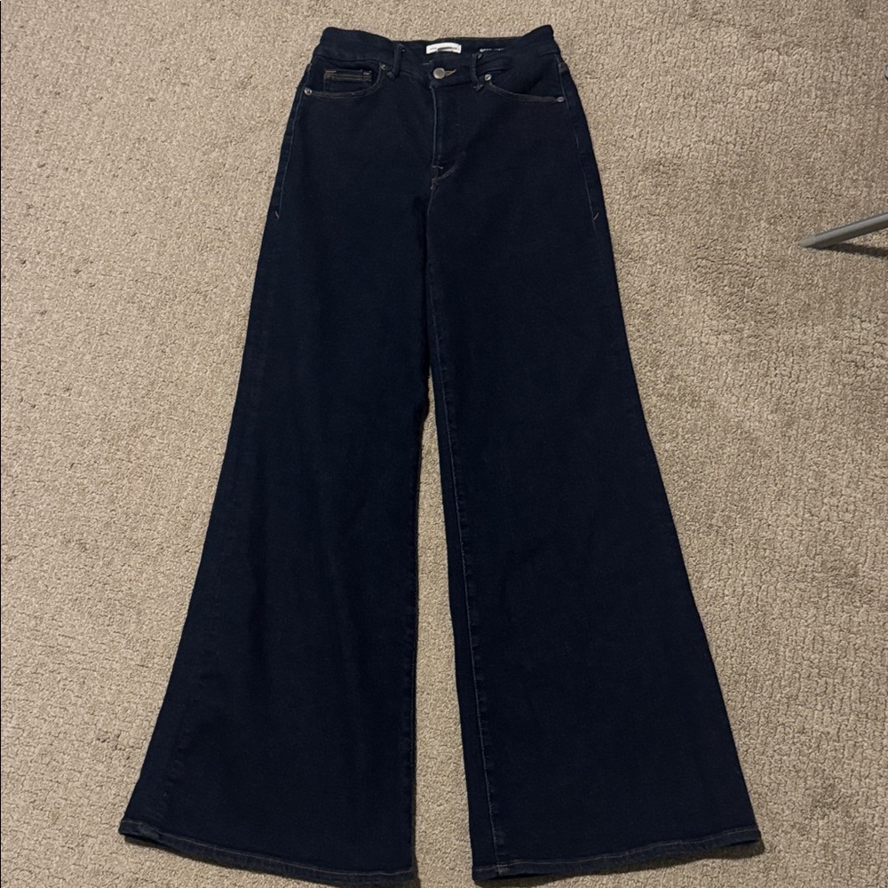 Good American Good Waist Palazzo dark blue denim size 4/27 - Picture 4 of 7
